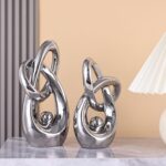 Silver Modern Abstract Art Home Decor Accent,Statues Coffee Table Decor for Livi... - Image 6