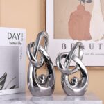 Silver Modern Abstract Art Home Decor Accent,Statues Coffee Table Decor for Livi... - Image 7