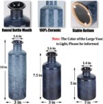 Blue Ceramic Vase Set - 3 Blue Small Vases, Farmhouse Country Flower Vase Home D... - Image 3