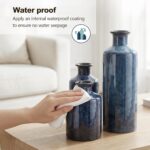 Blue Ceramic Vase Set - 3 Blue Small Vases, Farmhouse Country Flower Vase Home D... - Image 5