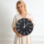 Wall Clock 12 Inch Silent Non-Ticking Imitation Wood Indoor Clock Round White De... - Image 4