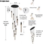 Flashing God Modern LED Chandelier, 10 Lights Black Dimmable Pendant Light with ... - Image 4