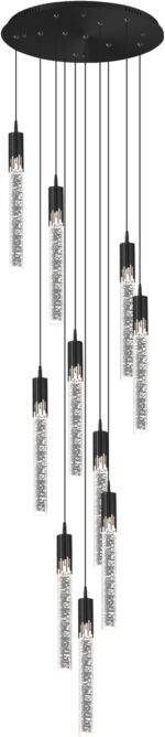 Flashing God Modern LED Chandelier, 10 Lights Black Dimmable Pendant Light with ... - Image 8