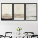 SIGNFORD Framed Canvas Print Wall Art Set Minimal Gray Tan Paint Stroke Landscap... - Image 4