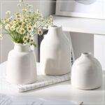 hjn Small White Vase Set of 3 for Modern Home Decor,Ceramic Vases for Centerpiec... - Image 2