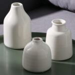 hjn Small White Vase Set of 3 for Modern Home Decor,Ceramic Vases for Centerpiec... - Image 3