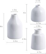 hjn Small White Vase Set of 3 for Modern Home Decor,Ceramic Vases for Centerpiec... - Image 4