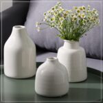 hjn Small White Vase Set of 3 for Modern Home Decor,Ceramic Vases for Centerpiec... - Image 5