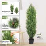 THE BLOOM TIMES Artificial Topiary Cedar Trees Outdoor 4FT Tall 2 Set, Realistic... - Image 9