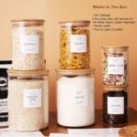 CZZGSM Set of 6 Glass Flour and Sugar jars with 132 Kitchen Pantry Labels - Thic... - Image 3
