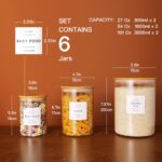 CZZGSM Set of 6 Glass Flour and Sugar jars with 132 Kitchen Pantry Labels - Thic... - Image 5