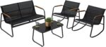 Kozyard 4-Piece Outdoor Patio Furniture Set with Textilene Chairs, Metal Convers... - Image 6