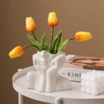 Ceramic Face Vase, White Flower Vases for Decor Female Form Head Half Body Vase ... - Image 3