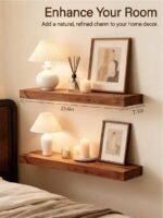 Solid Wood Floating Shelves,23.6in Finished Real Wood Wall Shelves with Heavy-Du... - Image 4