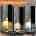 Gold Battery Operated Wall Sconce, Wireless Wall Lights Set of 2, Dimmable Wall ... - Image 3