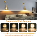 Gold Battery Operated Wall Sconce, Wireless Wall Lights Set of 2, Dimmable Wall ... - Image 4
