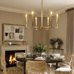 Gold Chandelier Light Fixture 6-Light Candle Dining Room Chandelier Lighting Ove... - Image 3