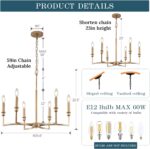 Gold Chandelier Light Fixture 6-Light Candle Dining Room Chandelier Lighting Ove... - Image 6