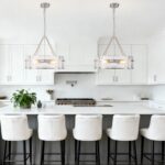 20.47" Modern Glass Chandelier for Dining Room, Brushed Nickel Textured Crystal ... - Image 3