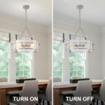 20.47" Modern Glass Chandelier for Dining Room, Brushed Nickel Textured Crystal ... - Image 6