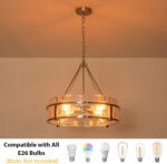 20.47" Modern Glass Chandelier for Dining Room, Brushed Nickel Textured Crystal ... - Image 7