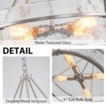 20.47" Modern Glass Chandelier for Dining Room, Brushed Nickel Textured Crystal ... - Image 8