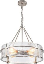20.47" Modern Glass Chandelier for Dining Room, Brushed Nickel Textured Crystal ... - Image 10