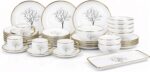 Premium Porcelain Dinnerware Set - 32 Pieces with Gold Rim, Plates, Bowls and Cu... - Image 3