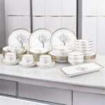 Premium Porcelain Dinnerware Set - 32 Pieces with Gold Rim, Plates, Bowls and Cu... - Image 4