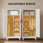 COFaR 71" Metal Wardrobe Closet with Adjustable Shelves & Hanging Rod, Freestand... - Image 5