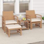Tangkula 5 Pieces Patio Wicker Conversation Set, Outdoor Furniture Set with 2 Ar... - Image 3