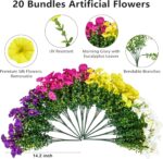 Bassion Artificial Flowers for Outdoors, 20 Bundles Silk Fake Flowers UV Resista... - Image 4