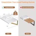 Heimlove Deep Floating Shelves for Wall, 16W x 12D Wood Wall Shelves Set of 2, W... - Image 4