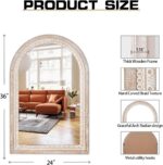 36x24 Inch Rustic Farmhouse Arched Wall Mirror, Boho Distressed Wooden Frame Dec... - Image 7