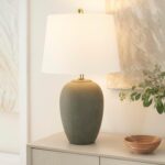 Nourison Home 23" Olive Green Ceramic Pot Table Lamp for Bedroom, Living Room, D... - Image 3