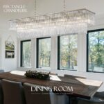 L46.9 Luxury Copper Rectangle Crystals Chandelier for Dining Room Glass Oblong R... - Image 5