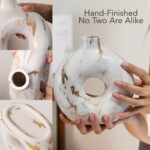 Modern Ceramic Donut Vase Set of 2 - Boho Design White and Gold Marble Pattern V... - Image 5