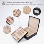 ProCase Jewelry Box for Women, 2 Layers Large Leather Jewelry Organizer Storage ... - Image 3