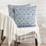 Ridhi Block Print Light Steel Blue Pillow Cover 18" x 18" (Pack of 2) Decorative... - Image 3