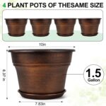Fodetyff 10 Inch Planters Plant Pots Indoor Outdoor, 4 Pack Plastic Flower Pot f... - Image 4