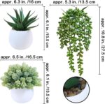 Winlyn Set of 3 Assorted Artificial Succulent Plants in White Concrete Pots Faux... - Image 3