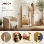 Antok Arched Full Length Mirror, 56"x15" Gold Metal Frame Floor Mirror for Bedro... - Image 5