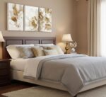 3 Pcs Modern White Floral Golden Leaves Canvas Wall Art Neutral Boho Beige Botan... - Image 3