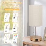 Lakumu Set of 2 Table Lamps with 2 USB Ports, Modern Bedside, Desk Lamps with Pu... - Image 5