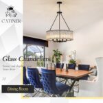 CATINER Modern Drum Chandelier 24.4" Black Crystal Glass Chandeliers 8-Light Lux... - Image 3