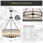 CATINER Modern Drum Chandelier 24.4" Black Crystal Glass Chandeliers 8-Light Lux... - Image 4