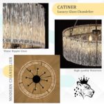 CATINER Modern Drum Chandelier 24.4" Black Crystal Glass Chandeliers 8-Light Lux... - Image 5