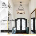 CATINER Modern Drum Chandelier 24.4" Black Crystal Glass Chandeliers 8-Light Lux... - Image 6