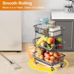 3 Tier Rolling Pantry Floor Organizers and Storage Cart with Wheels, Stackable W... - Image 5