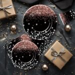 Xigejob Rose Gold And Black Party Decorations Tableware - Glitter Diamond Theme ... - Image 6